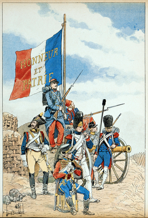 Illustration from the book "The heros of the century", anecdotal recits, 1891 (engraving)