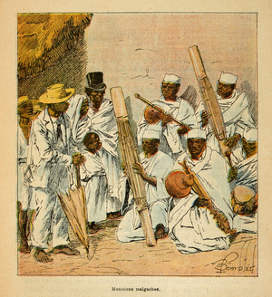 The War in Madagascar - Malagasy Musicians in the 19th century (engraving)