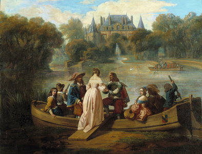 Boat ride on the lake of the chateau Painting of the French School of the 17th century (oil on canvas)