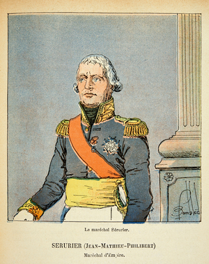 “The Memorial of Saint Helene": Portrait of the marechal Jean Mathieu Philibert Serurier (1742-1819) (litho)