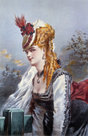 The Coquette, 19th century (litho)
