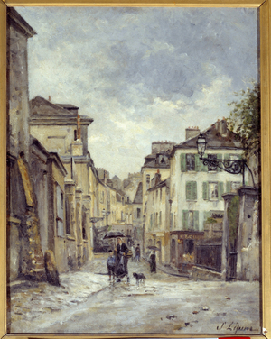 A Street In The Old Montmartre In Paris, 19th century (oil on canvas)