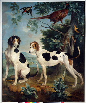 Pompee and Florissant, the dogs of Louis XIV (1638-1715), 1739 (oil on canvas)