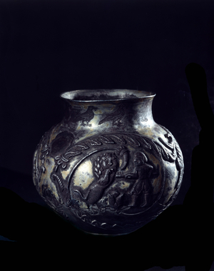 Persian art: silver vase. Early Sassanid period. Preserve in Bale, Switzerland (silver)