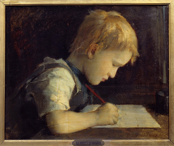 The Little Writer Paul Henner (1860-1867) Nephew Of The Artist, 19th century (oil on canvas)