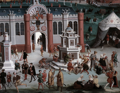 Interview of Francois I and Henry VIII at the camp du cloth d'Or on June 7, 1520, Detail, 1845 (oil on canvas)