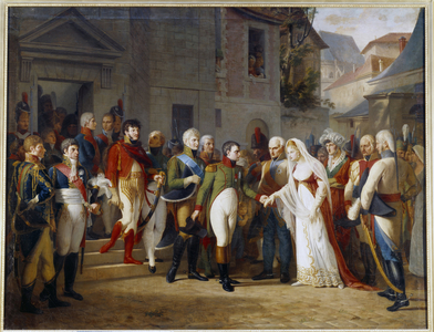 Napoleon I (1769-1821) received Queen Louise of Prussia (1776-1810) at Tilsit on July 6, 1807, 1808 (oil on canvas)