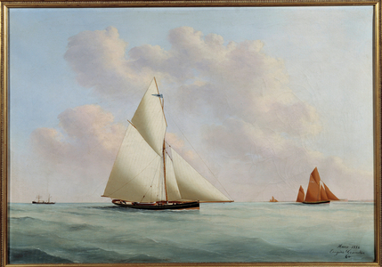 Yacht Sylphe in regatta, 1886 (oil on canvas)