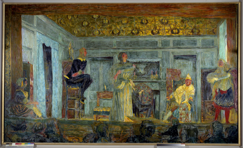 Representation of the piece "Le malade imaginaire", 1900 (paint)