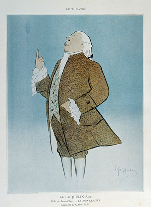 Comedian Constant Poppy Groin (1841-1909) in the role of Saint Phar in Rejane's "La Montansier", 1904 (watercolour)