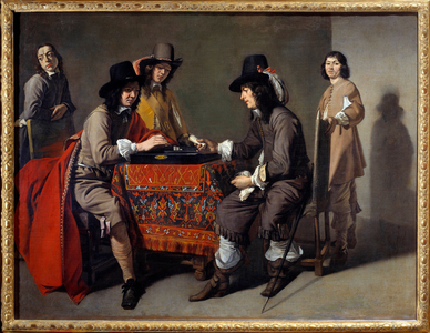The players of tric trac (Trictrac or Trictrac: ancestor of backgammon), 17th century (oil on canvas)