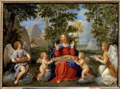 Christ served by angels, 17th century (oil on canvas)