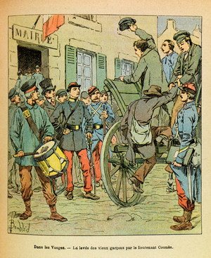 L'Armee de l'Est de Eugene Sergeant, dit Grenest: In the Vosges, the rise of the old boys (engraving)