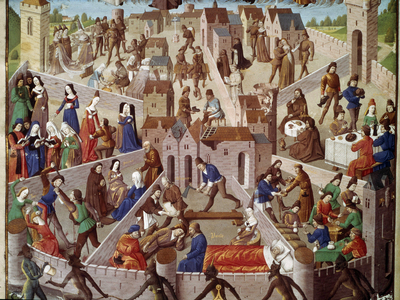 Earth's city symbolises human sins and virtues, 15th century (miniature)
