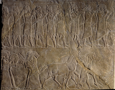 The musicians of the Armee of Assurbanipal, c.640 BC (limestone)