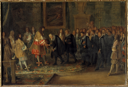 King Louis XIV receives Swiss ambassadors at the Louvre 11/11/1663, 1664 (oil on canvas)