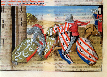 Blioberis fights Segurades to slay him and flees with Miniature, 15th century (miniature)
