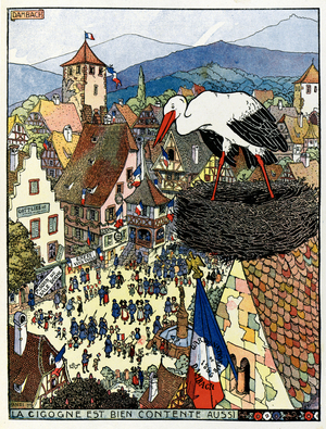 L'alsace Heureé: Return of the French to Dambach, the stork is happy too (print)