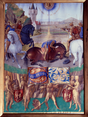 Saint Paul on the way to Damascus Miniature taken from "The Book of Hours of Stephen Chevalier", 15th century (miniature)