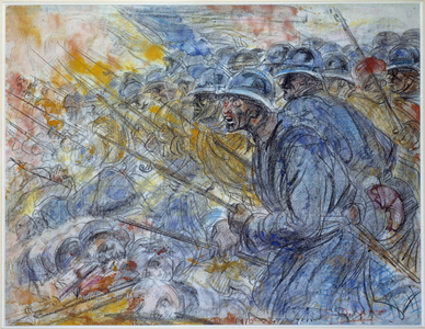 First World War: "The assault at the Battle of Verdun in 1916", 1916 (watercolour)