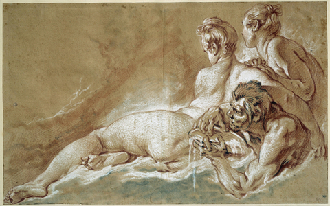 Naiades et triton Drawing a la sanguine et au crayon, 1753 (pencil)