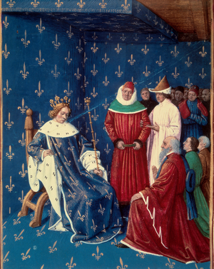 Charles V (1338-1380) received the ambassadors of Charles IV (1316-1378), 15th century (miniature)