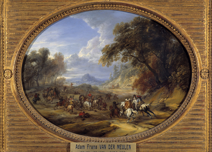 Attack of a convoy by robbers (oil on canvas)