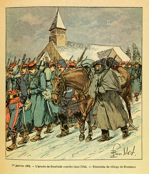 The Eastern Armee of Eugene Sergeant, known as Grenest, On January 1871 (engraving)