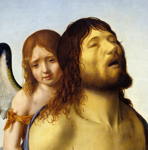Detail of 'The Dead Christ Supported by an Angel', 1476-79 (oil on canvas)