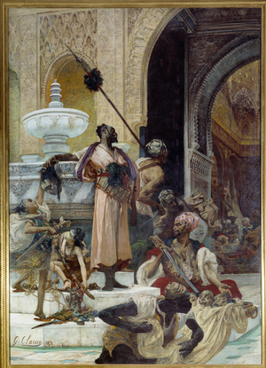 The massacre of abencerations. The Abencerages were exterminated by Boabdil dit Zoghbi (1452-1528), 1874 (oil on canvas)