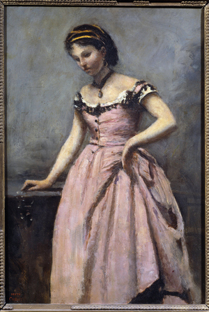 Young Girl with Pink Dress, 19th century (oil on canvas)