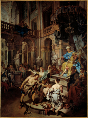 Solomon's Judgment Two women pretend to be the mother of the same child, 18th century (oil on canvas)