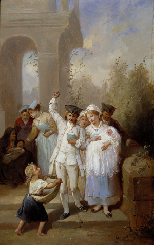 The baptism, 19th century (oil on canvas)