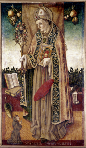 Representation of Saint Bonaventure holding the tree of redemption Bonaventure Tolomei was a Dominican in Siena who died in 1348 from the plague', 16th century (oil on canvas)