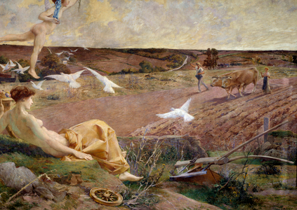 Fortune allegorical representation of Abundance and fertilitym detail, 1901 (oil on canvas mounted on plaster)