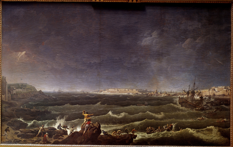 Tempete en rade de Saint Malo, 18th century (oil on canvas)
