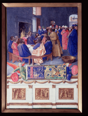 Saint John has the Cene. Miniature taken from "The Book of Hours of Etienne Chevalier", 15th century (miniature)