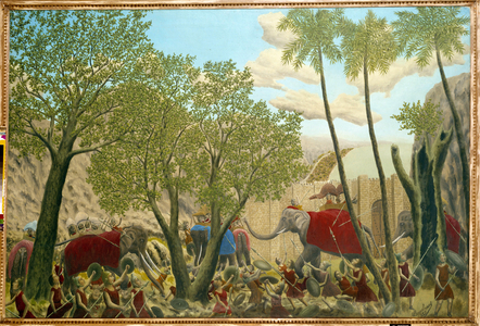 The elephants of Hannibal (247-183 BC), 20th century (oil on canvas)