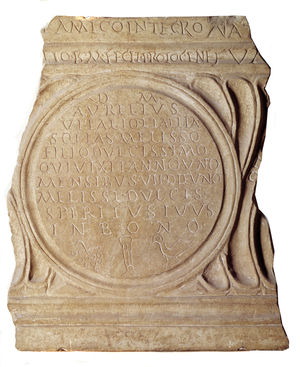 Paleochretian art: Christian epitaph of Melissus, from Rome (stone)