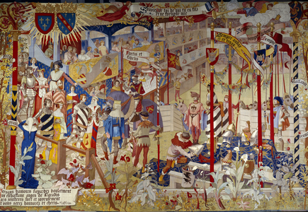 Tournament scene at the end of the 14th century (tapestry)
