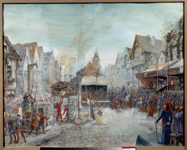 Hundred Years' War: "Joan of Arc (1412-1431) is led on the butcher", 1901 (oil on canvas)