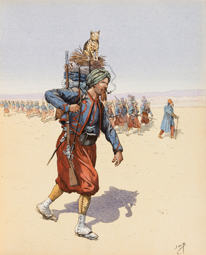 Le Zouzou (Zouave en expedition dans la desert) (litho)