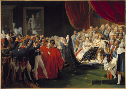 The Duchess of Berry presenting her son the Duke of Bordeaux to the people and the army, 1821 (oil on canvas)