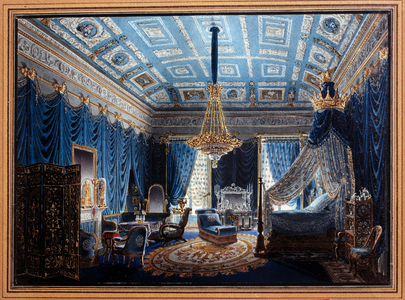 Neo-classic bedroom Anonymous print, 1835 (print)