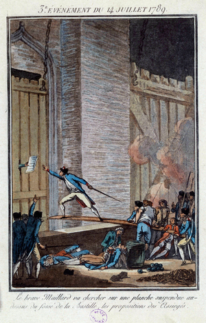 French Revolution: the capture of the Bastille on 14/07/1789 (engraving)
