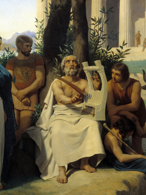 Homere, Greek poet of the 9th century BC, Detail of (oil on canvas)