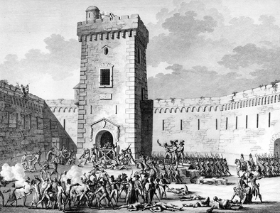 Jacobins massacre in Marseille and Aubagne, locked in Fort Saint John, 18th century (engraving)