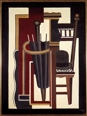 Umbrella and hat Melon, 20th century (oil on canvas)