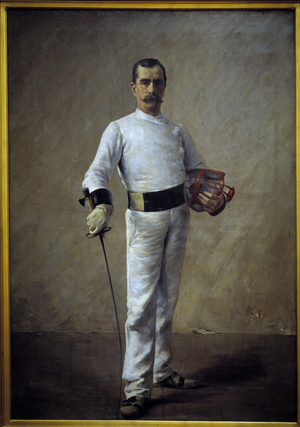 Fencing: "The Master of Arms”, 20th century (oil on canvas)