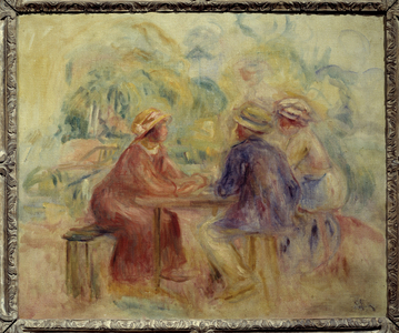 Meeting In The Garden, 20th century (oil on canvas)